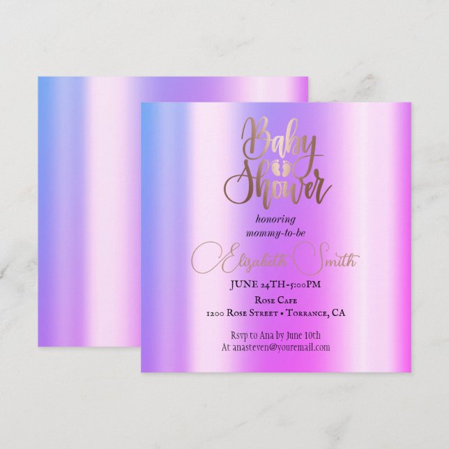 Rose gold  ombre baby sower invitation (Front/Back)