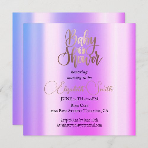 Rose gold  ombre baby sower invitation