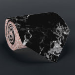 Rose gold ombre black marble modern color block tie<br><div class="desc">A modern,  stylish and luxurious design with faux rose gold glitter ombre on a modern black marble color block. Chic ,  elegant and simple</div>