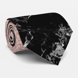 Rose gold ombre black marble modern color block tie