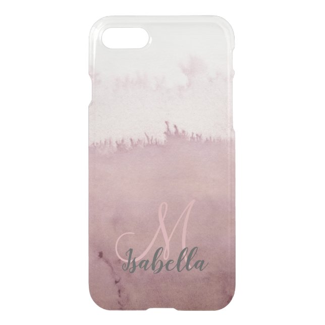 Rose Gold Ombre Blush Texture Monogram Uncommon iPhone Case (Back)