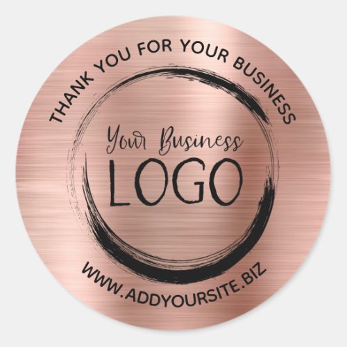 Rose Gold Ombre Foil Thank You for Your Business Classic Round Sticker