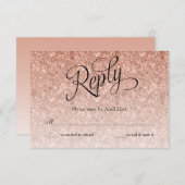 Rose Gold Ombre Glitter Birthday Reply Card (Front/Back)