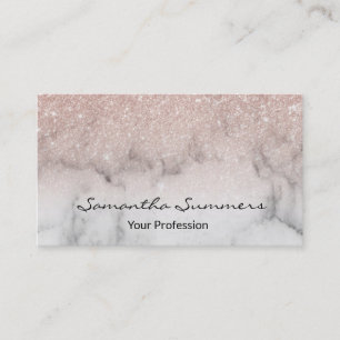 Rose Gold Ombre Glitter Marble Customize Glitter Business Card