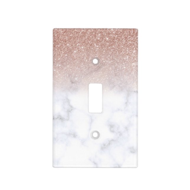 Rose gold Ombre Glitter Marble Pretty Girly Light Switch Cover (Front)