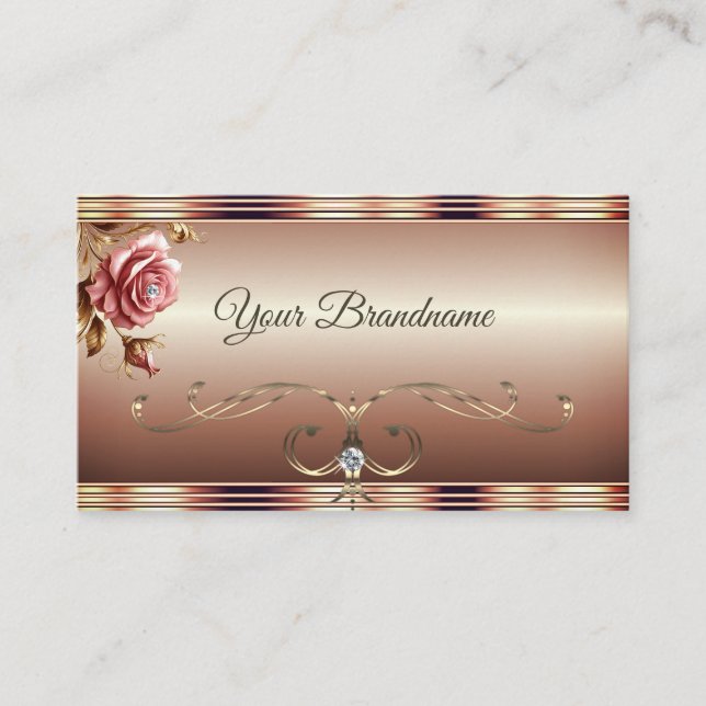 Rose Gold Ombre Gradient Pink Vintage Glamour Business Card (Front)