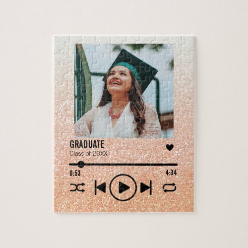 Rose Gold Ombre Graduation Photo Song Playlist Jigsaw Puzzle