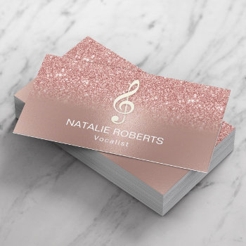 Rose Gold Ombre Music Vocalist Singer Songwriter Business Card by cardfactory at Zazzle