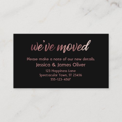 Rose Gold Ombre on Black Weve Moved Card