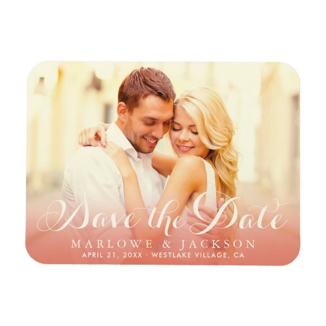 Rose Gold Ombre Photo Save Date Magnet (Horizontal)