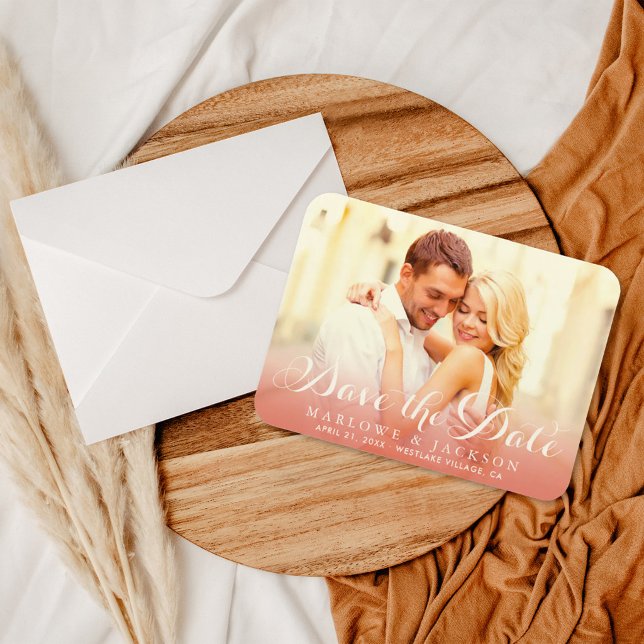 Rose Gold Ombre Photo Save Date Magnet (Creator Uploaded)