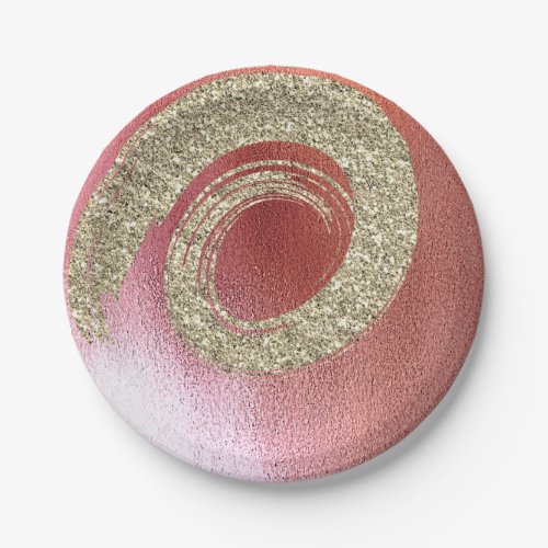 Rose Gold Ombre Pink Blush  Gold Glitter Foxier Paper Plates