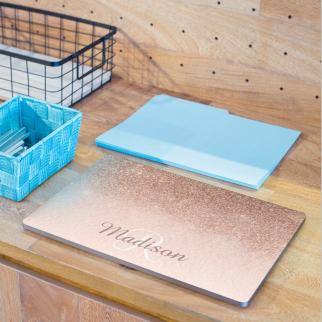 Rose Gold Ombre Pretty Monogram HP Laptop Skin (Creator Uploaded)