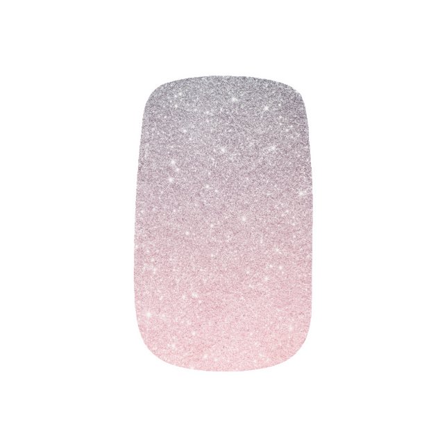 Rose Gold Ombre Silver Glitter Sparkle Minx Nail Art (Left Thumb)