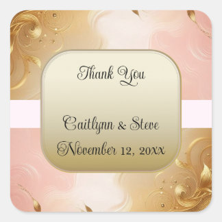 Rose Gold Ombre Wedding Square Sticker