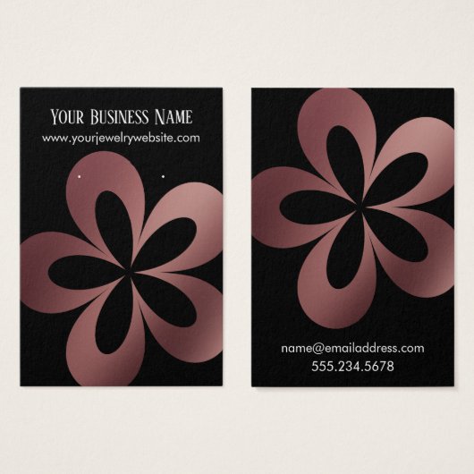 Rose Gold on Black Flower 1 Earring Holder Display (Front & Back)