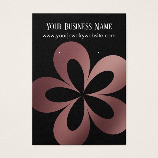 Rose Gold on Black Flower 1 Earring Holder Display (Front)