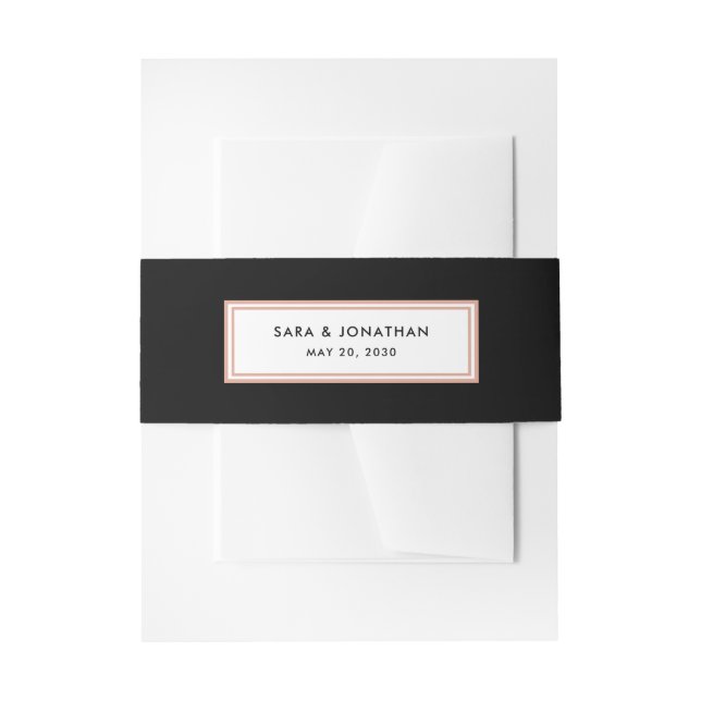 Rose Gold on Black | Wedding Invitation Belly Band (Front Example)