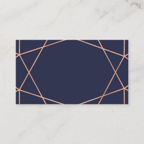 Rose Gold on Blue Geometric Wedding Escort Cards