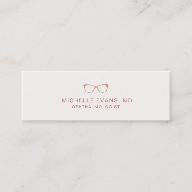 Rose Gold Ophthalmologist Eyeglasses Mini Business Card (Front)