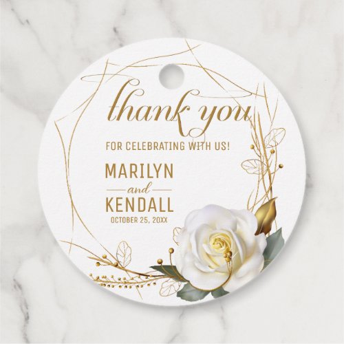 Rose Gold Organic Floral Thank You Favor Tags