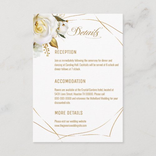 Rose Gold Organic Floral Wedding Enclosure Card