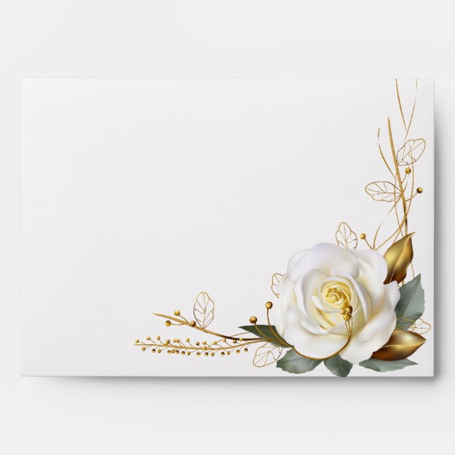Rose Gold Organic Floral Wedding Envelope (Front)