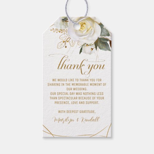 Rose Gold Organic Floral Wedding Gift Tags