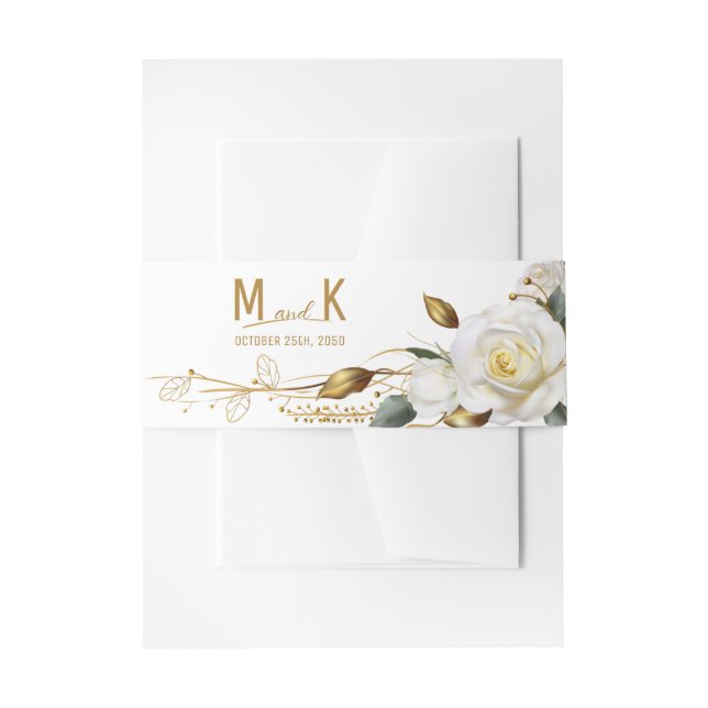 Rose Gold Organic Floral Wedding Invitation Belly Band (Front Example)