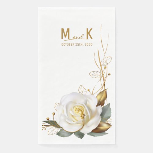 Rose Gold Organic Floral Wedding Paper Guest Towels