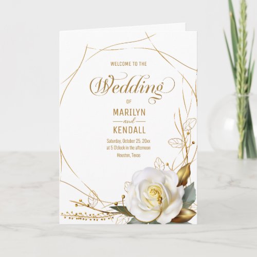 Rose Gold Organic Floral Wedding Program