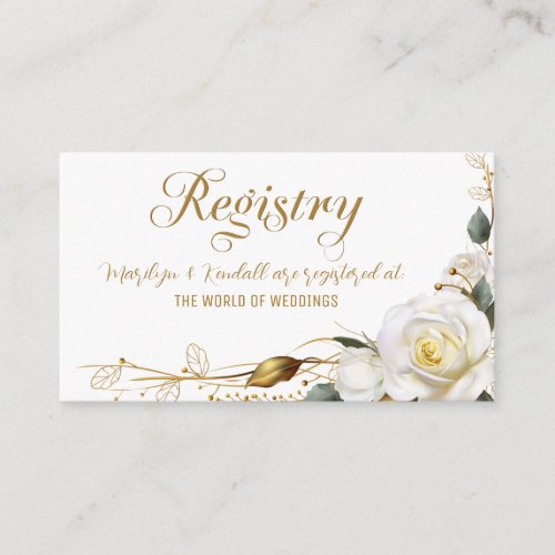 Rose Gold Organic Floral Wedding Registry Enclosure Card