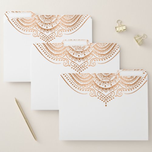 Rose_gold ornate elegant mandala file folder