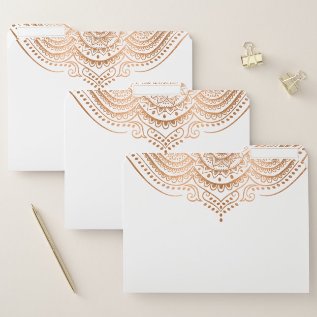 Rose-gold ornate elegant mandala file folder (Set)