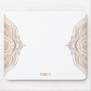 Rose-gold ornate mandala custom text mouse pad