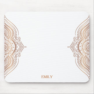 Rose-gold ornate mandala custom text mouse pad
