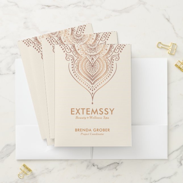 Rose-Gold Ornate Paisley Ornament Pocket Folder (In Situ)