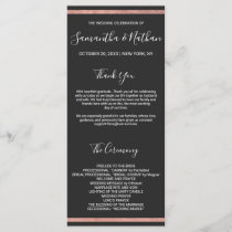 Rose Gold Outline Border Simple Black Wedding Program