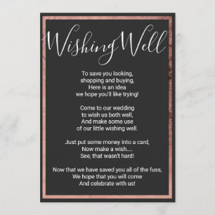 Rose Gold Outline Border Simple Black Wishing Well Invitation