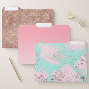 Rose Gold Paint Splatter Blush Pink Brushstrokes File Folder