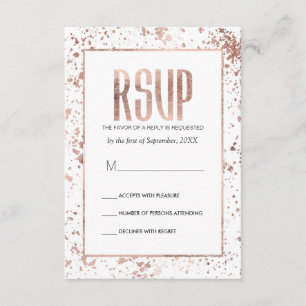 Rose Gold Paint Splatters RSVP Cards