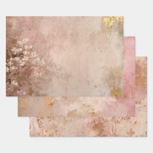 Rose Gold Paint Wrapping Paper Sheets (Set)