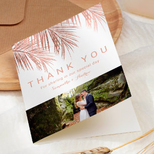 Rose gold palm 2 photos thank you wedding