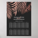 Rose Gold Palm Tree Fronds Black Seating Chart at Zazzle