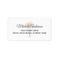 Rose Gold Palm Tree Wedding RSVP Return Address Label