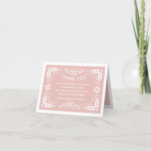 Rose gold papel picado Baby Shower Diaper Raffle Thank You Card