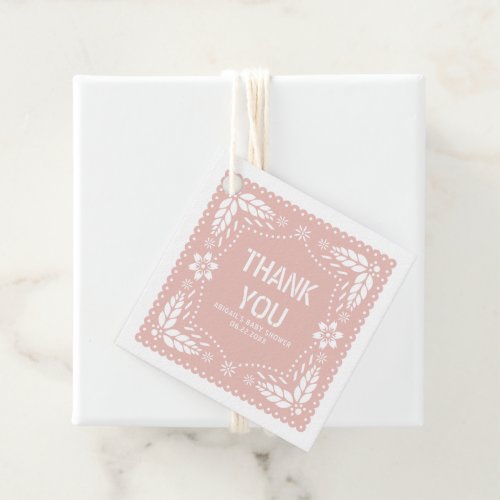 Rose gold papel picado Thank You Baby Girl Shower Favor Tags