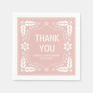 Rose gold papel picado Thank You Baby Girl Shower Napkins