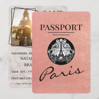 Rose Gold Paris Passport Save The Date