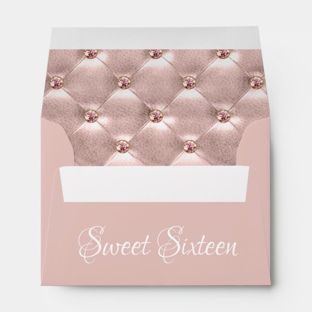 Rose Gold Paris Sweet Sixteen Birthday Party Envelope (Back (Bottom))